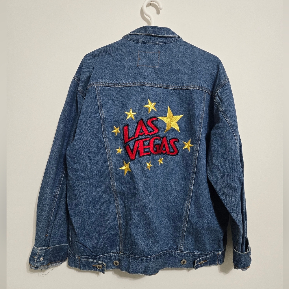 Blue Denim Jacket with Las Vegas Embroidery